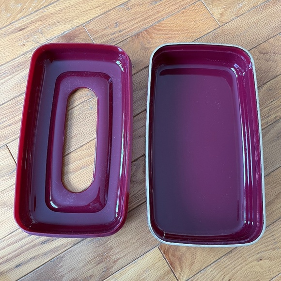 Vintage 90s Burgundy and Gold Plastic Tissue Box Cover - Picture 3 of 5